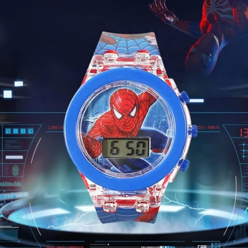 Spiderman Cartoon Flashing Light Up Digital Watch