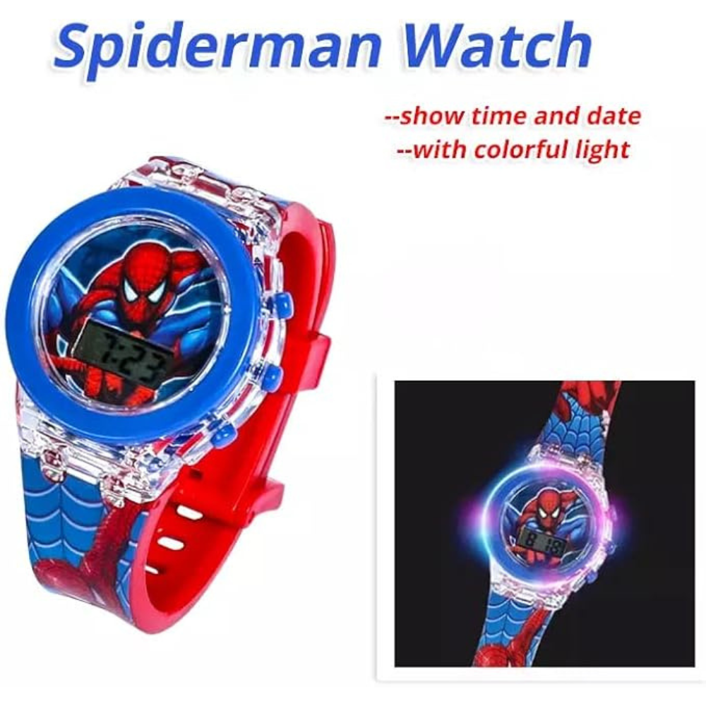 Spiderman Cartoon Flashing Light Up Digital Watch