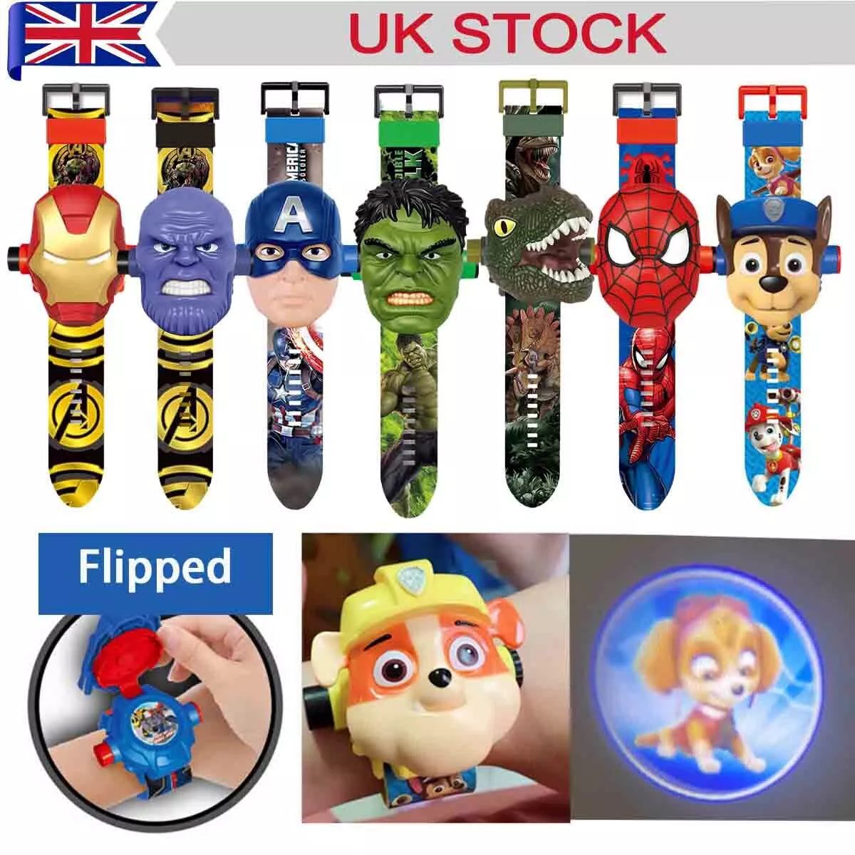 Hulk Cartoon Projection Flashing Light Up Digital Watch