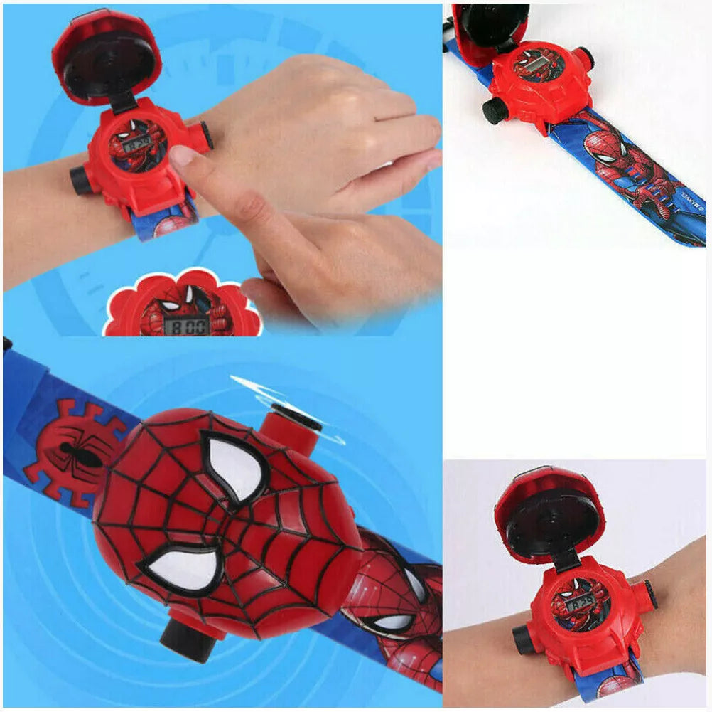 Spiderman Cartoon Projection Flashing Light Up Digital Watch